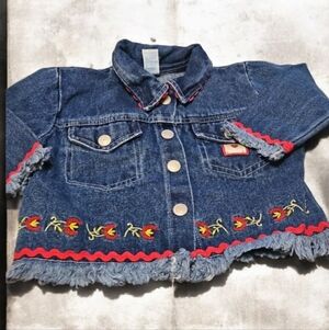 Jean coat toddler 2T red blue Jean good for school By NANETTE